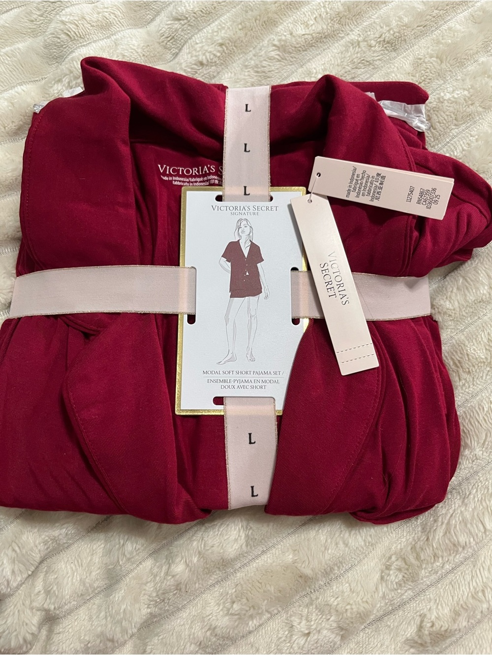 Victoria's Secret Modal Soft Short Sleeve Red Button-Front Pajama Set